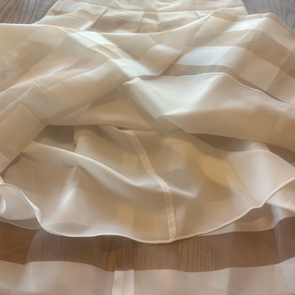 LELA ROSE Organza Striped Boat Neck Full Skirt Dress Pockets Size 14 White READ - Picture 15 of 15